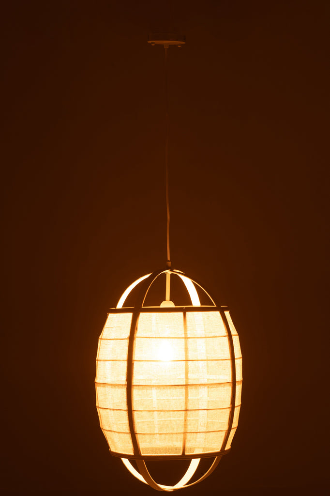 Suspension luminaire Langsa en lin/bambou blanc petite - J-Line