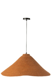 Suspension luminaire Lampung en jonc de fibre orange rouille - J-Line