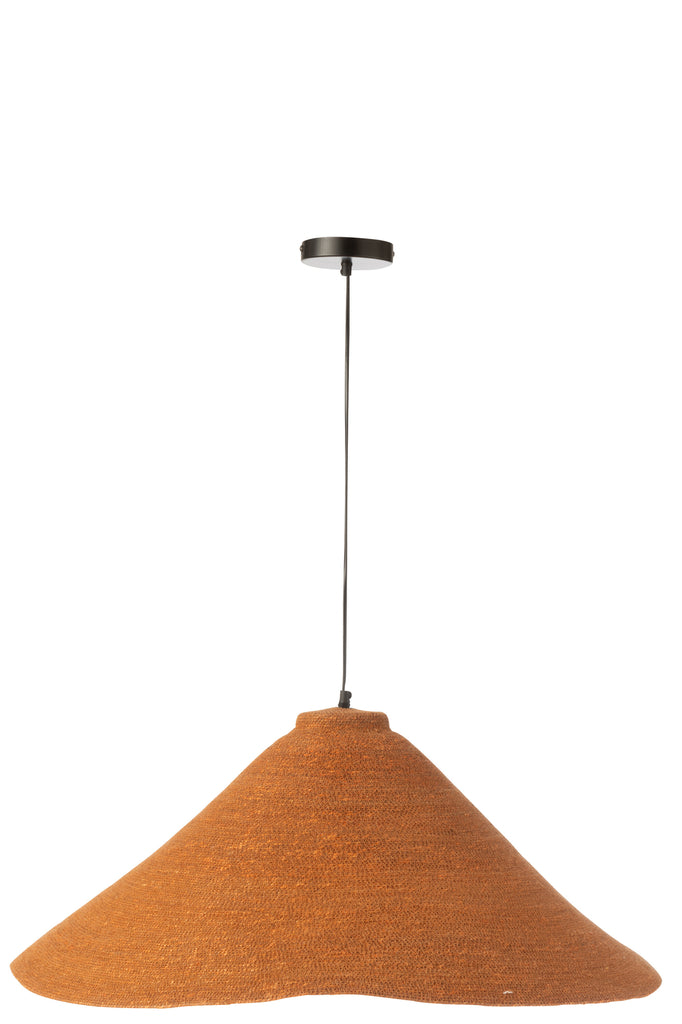 Suspension luminaire Lampung en jonc de fibre orange rouille - J-Line