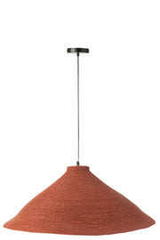 Suspension luminaire Lampung en jonc de fibre terracotta - J-Line