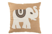 Coussin Gajah en jute et coton naturel blanc - J-Line