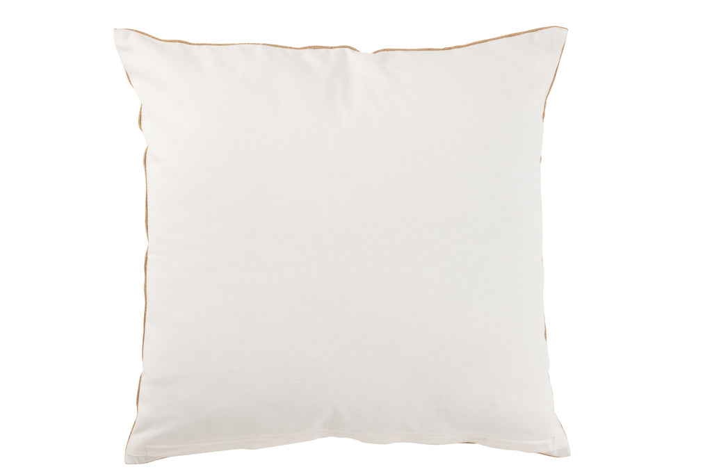 Coussin Gajah en jute et coton naturel blanc - J-Line