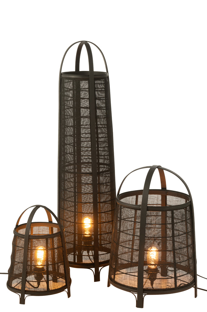 Lampe sur pied Krueng en coton/bambou noir - J-Line