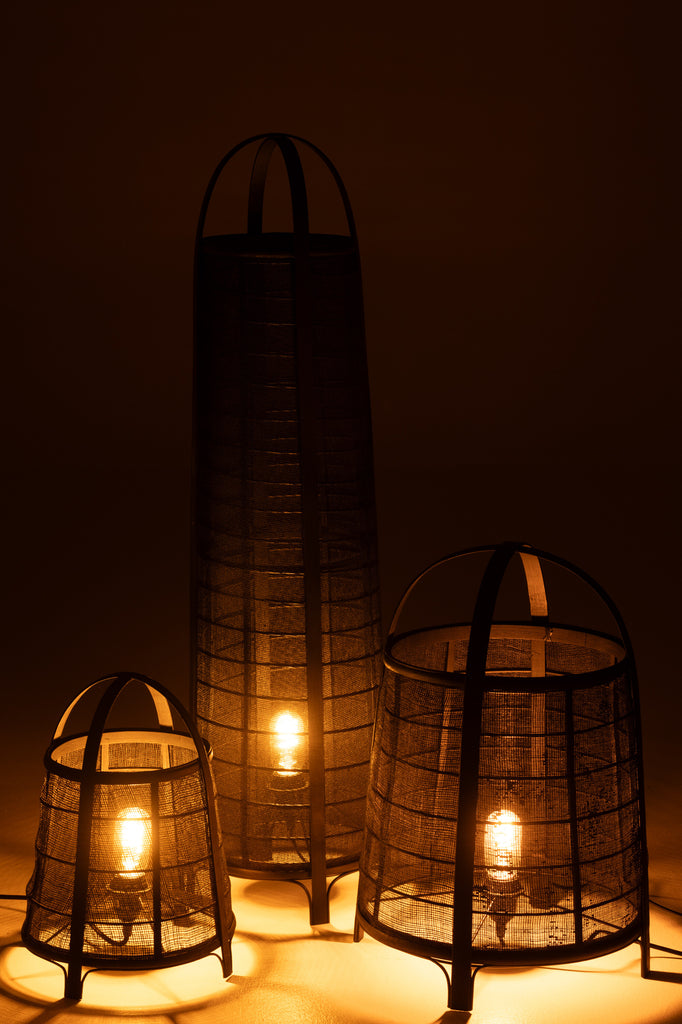 Lampe sur pied Krueng en coton/bambou noir - J-Line