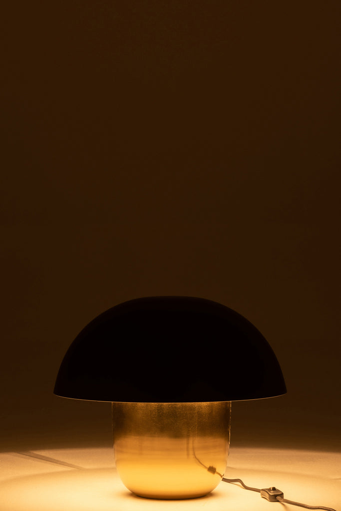 Lampe à poser champignon Skokie en fer noir or petite - J-Line