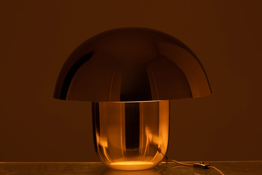 Lampe à poser champignon Skokie en fer dorée grande - J-Line