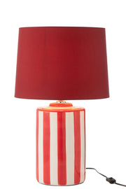 Lampe à poser Stockholm en porcelaine rouge/blanc - J-Line