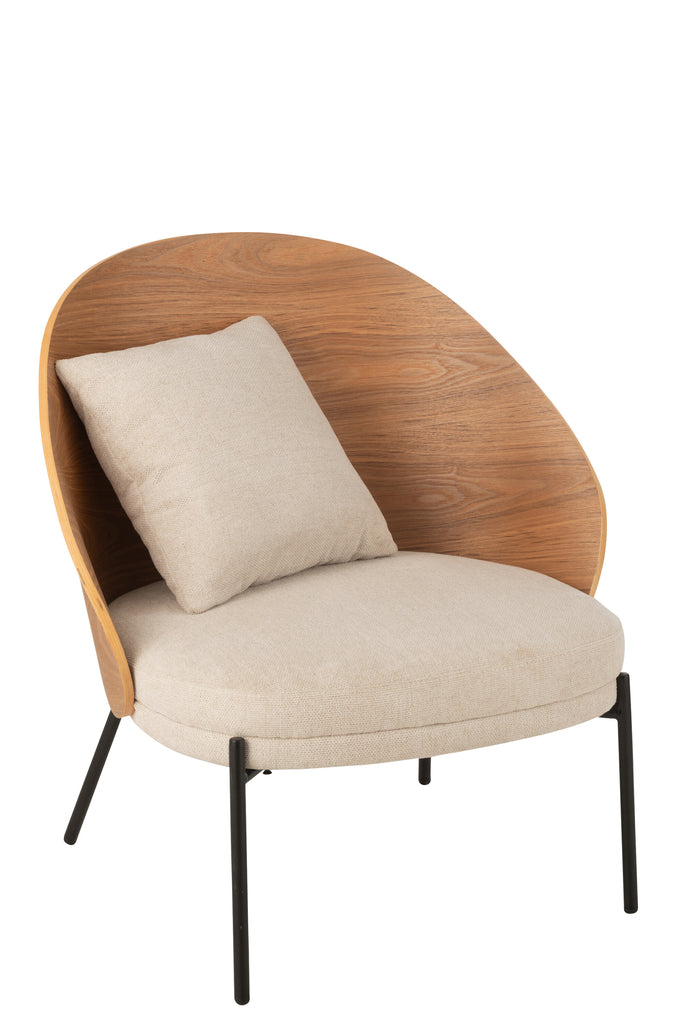 Fauteuil Meulaboh en contreplaqué naturel et beige - J-Line