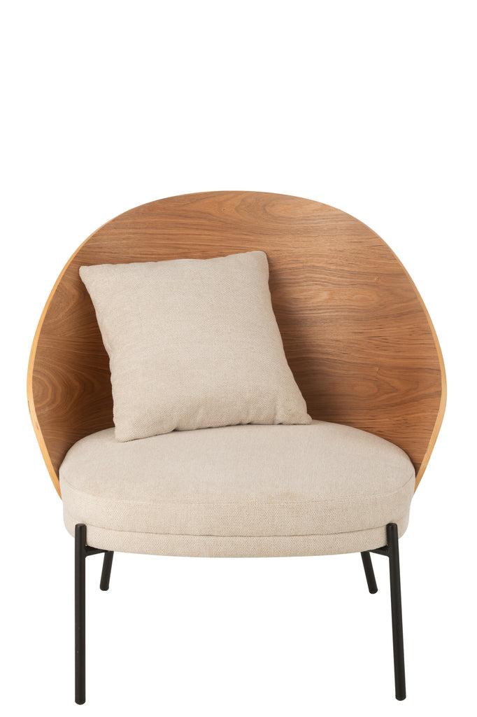 Fauteuil Meulaboh en contreplaqué naturel et beige - J-Line