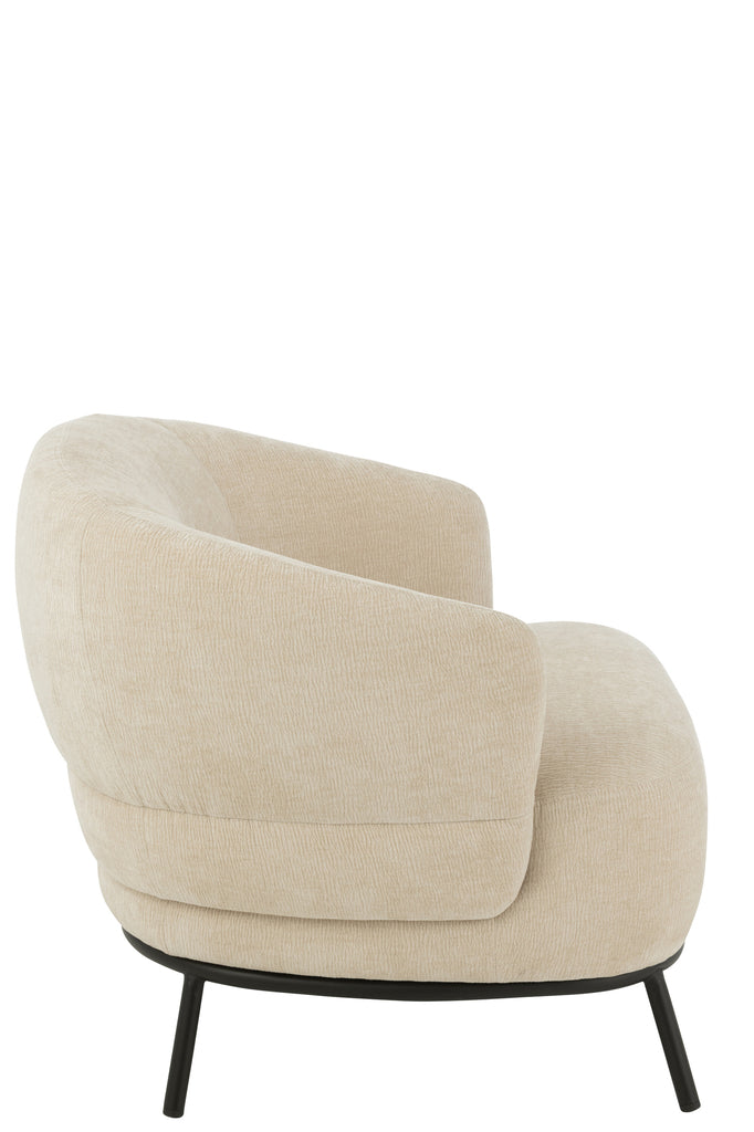 Fauteuil Lokka en textile doux et en bois de peuplier beige - J-Line