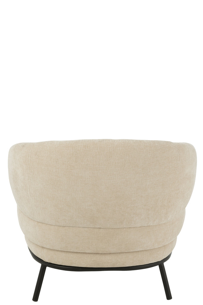 Fauteuil Lokka en textile doux et en bois de peuplier beige - J-Line