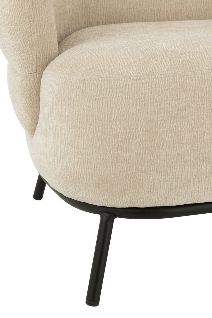 Fauteuil Lokka en textile doux et en bois de peuplier beige - J-Line