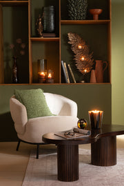 Fauteuil Lokka en textile doux et en bois de peuplier beige - J-Line
