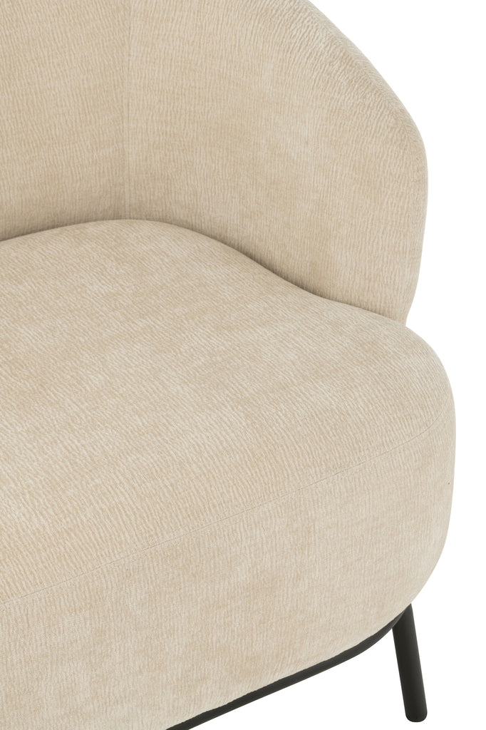 Fauteuil Lokka en textile doux et en bois de peuplier beige - J-Line