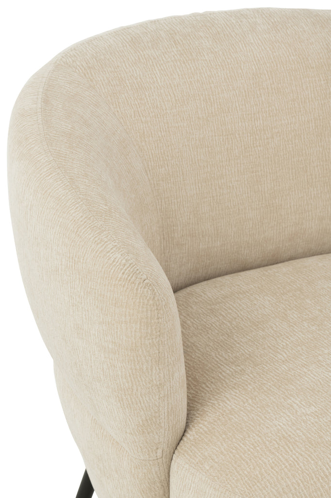 Fauteuil Lokka en textile doux et en bois de peuplier beige - J-Line