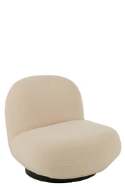 Fauteuil lounge Mora en bouclette et en bois de peuplier blanc - J-Line