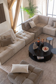 Canapé modulaire Biarritz - Pouf Biarritz en bois de peuplier beige foncé - J-Line
