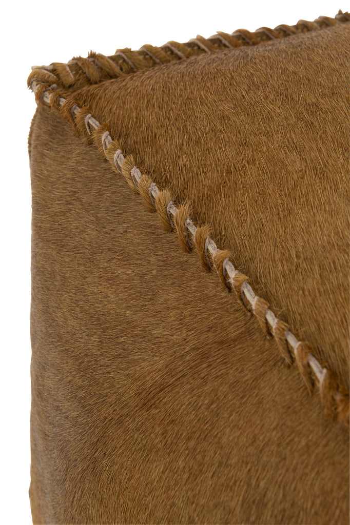 Pouf Jayapura en cuir de vache foncé/camel - J-Line