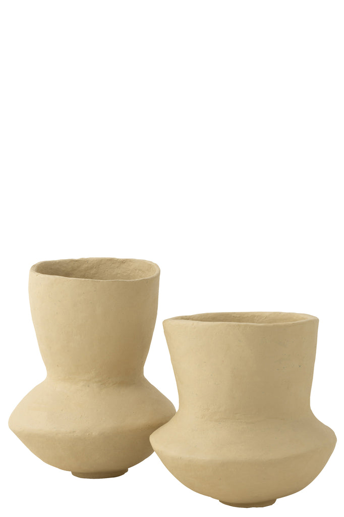 Vase Gada en papier mâché naturel de grande taille - J-Line