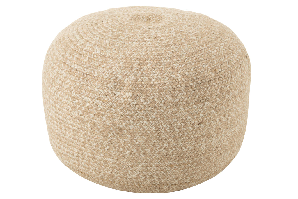 Pouf extérieur Miami en poly naturel/blanc - J-Line