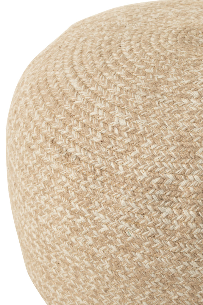 Pouf extérieur Miami en poly naturel/blanc - J-Line