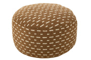 Pouf rond lignes extérieur en polyester marron et blanc - J-Line