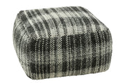 Pouf carré Kalmar en laine à carreaux gris/noir - J-Line