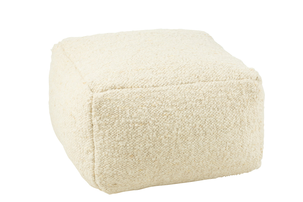 Pouf carré Kopervik en laine crème - J-Line