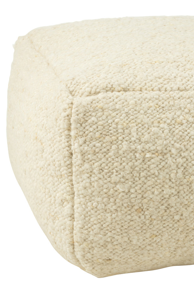 Pouf carré Kopervik en laine crème - J-Line