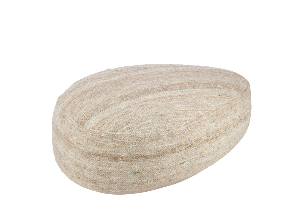 Pouf à rayures Pierre en laine tissée beige - J-Line