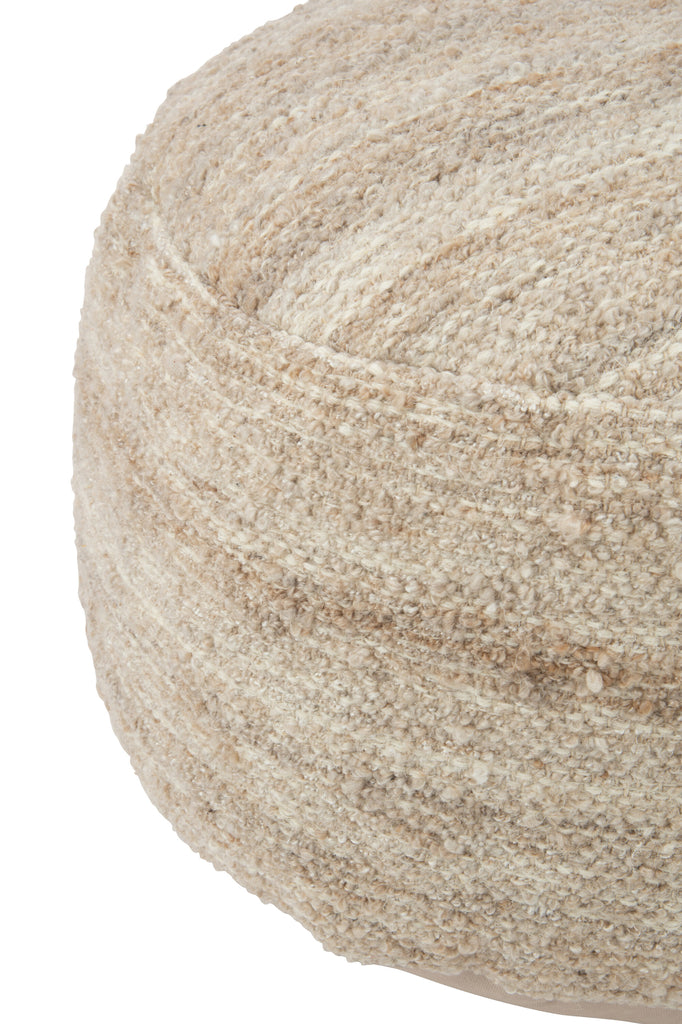 Pouf à rayures Pierre en laine tissée beige - J-Line