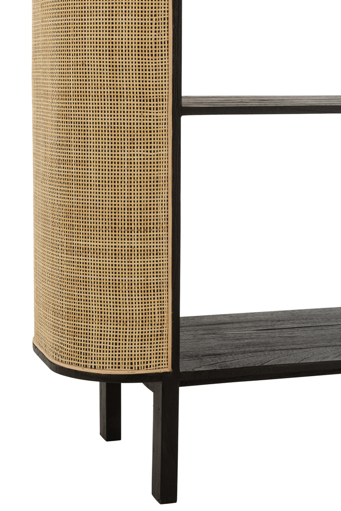 Étagère Palamea en bois exotique/rotin noir - J-Line