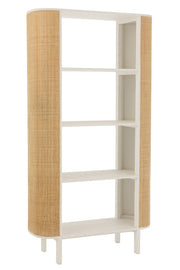 Étagère Palamea en bois exotique/rotin blanc - J-Line