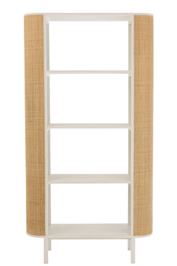 Étagère Palamea en bois exotique/rotin blanc - J-Line