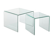 Set de 2 tables d'appoint Burbank en verre transparent - J-Line