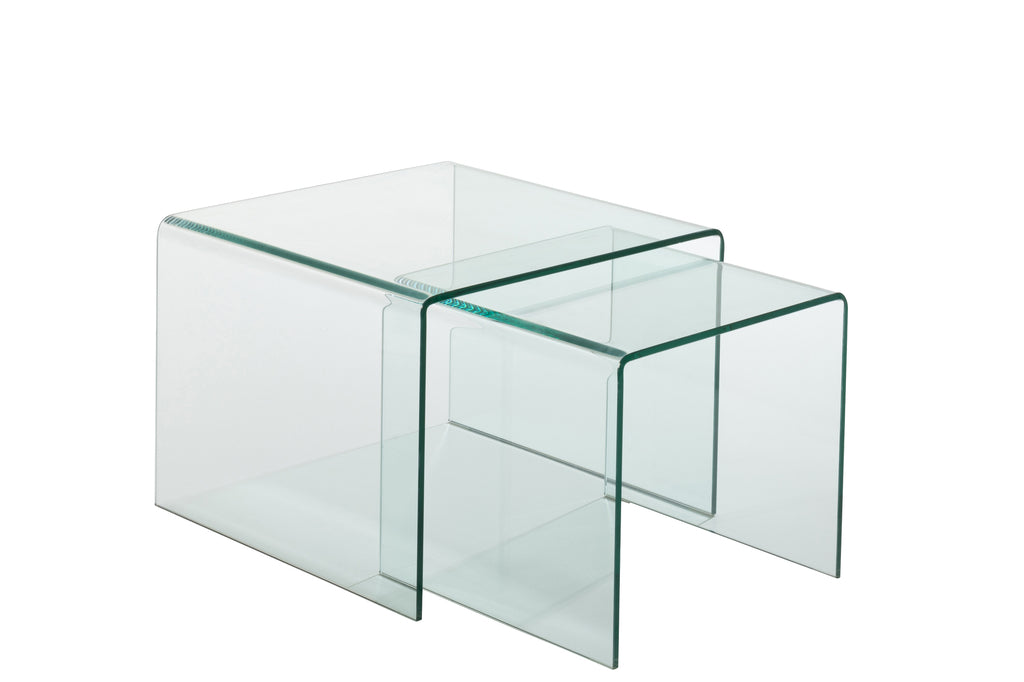 Set de 2 tables d'appoint Burbank en verre transparent - J-Line