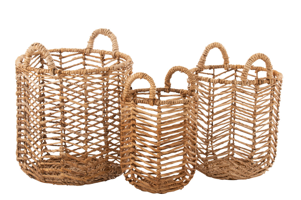 Set de 3 paniers en feuilles de bananier naturelles -