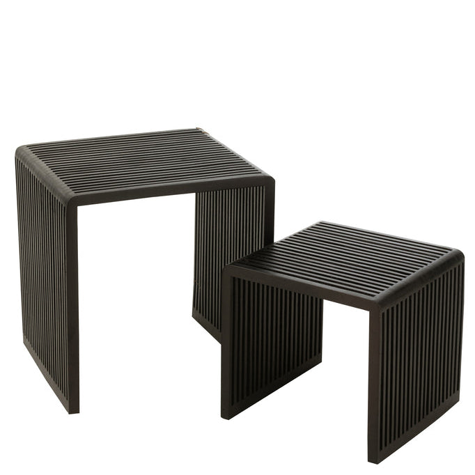 Set de 2 tables basses Tabanan en teck recyclé noir - J-Line