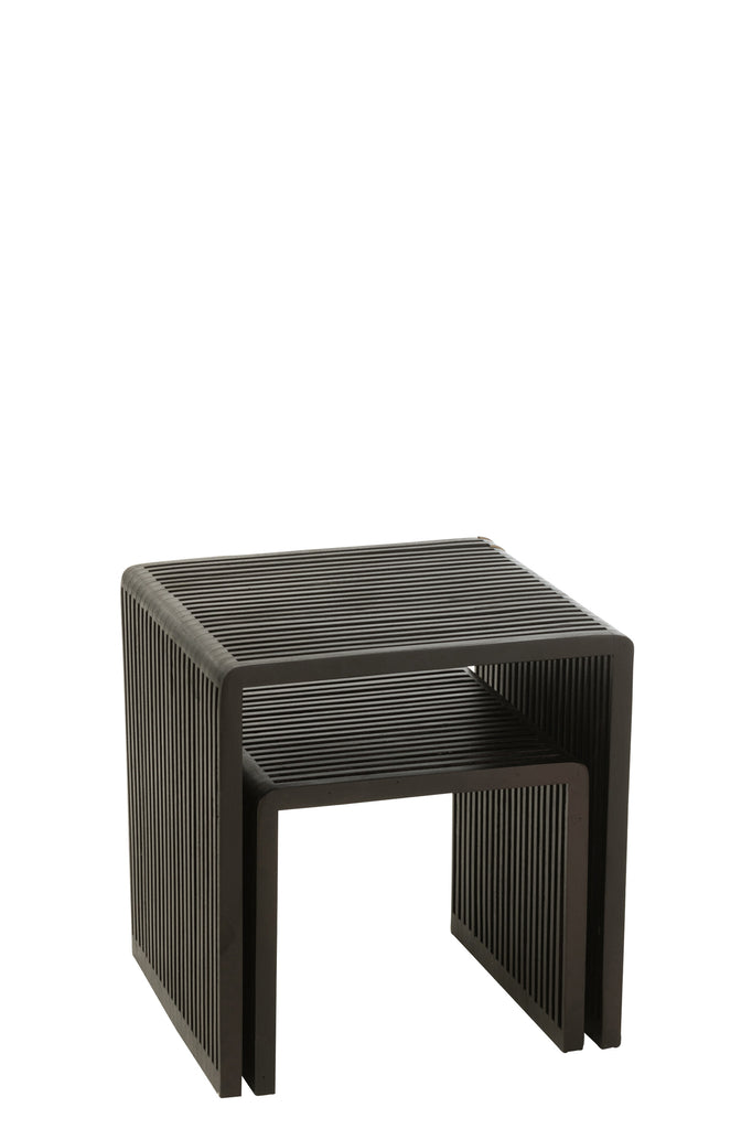 Set de 2 tables basses Tabanan en teck recyclé noir - J-Line