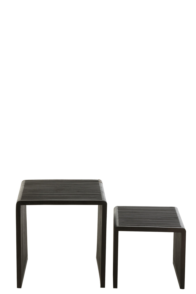 Set de 2 tables basses Tabanan en teck recyclé noir - J-Line