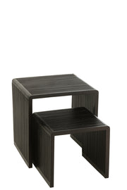 Set de 2 tables basses Tabanan en teck recyclé noir - J-Line