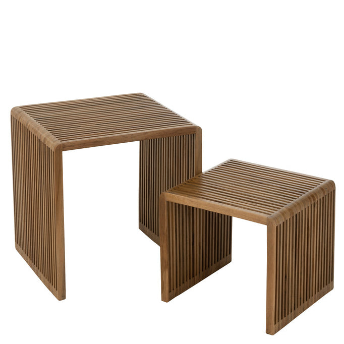 Set de 2 tables basses Tabanan en teck recyclé naturel - J-Line