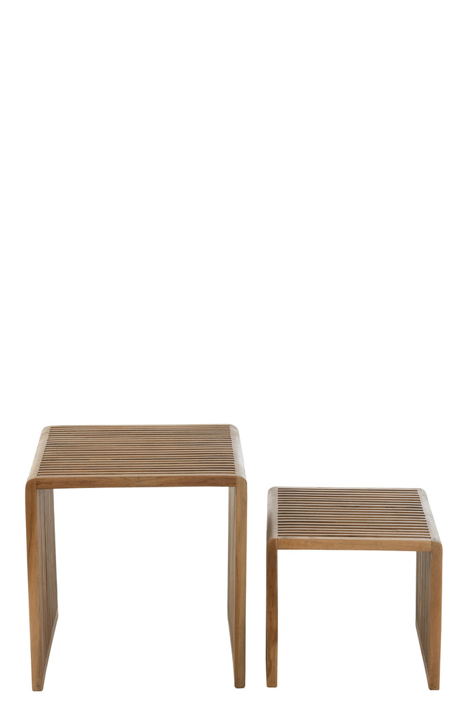 Set de 2 tables basses Tabanan en teck recyclé naturel - J-Line