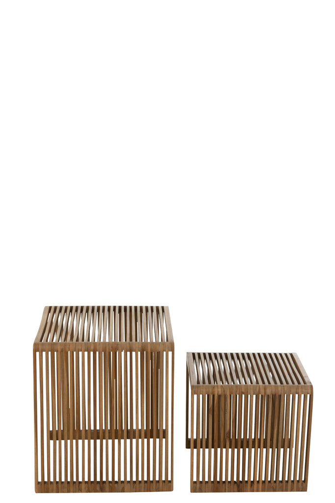 Set de 2 tables basses Tabanan en teck recyclé naturel - J-Line