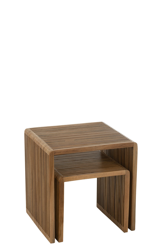 Set de 2 tables basses Tabanan en teck recyclé naturel - J-Line