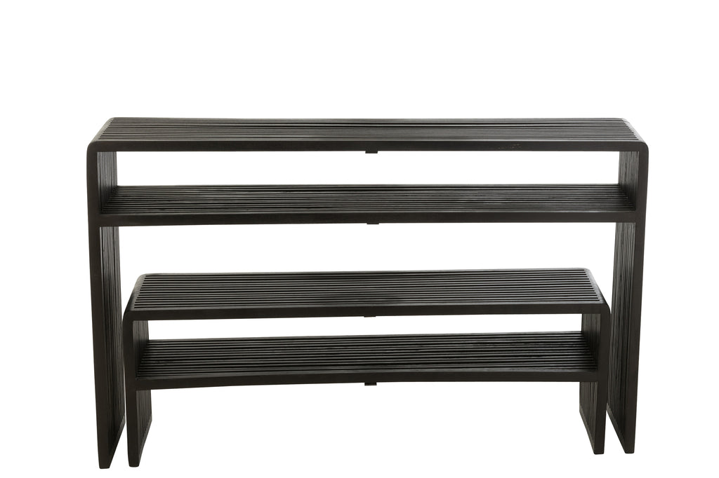 Set de 2 consoles Tabanan avec étagère en teck recyclé noir - J-Line