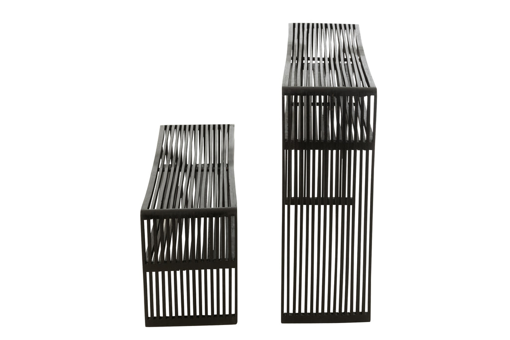 Set de 2 consoles Tabanan avec étagère en teck recyclé noir - J-Line