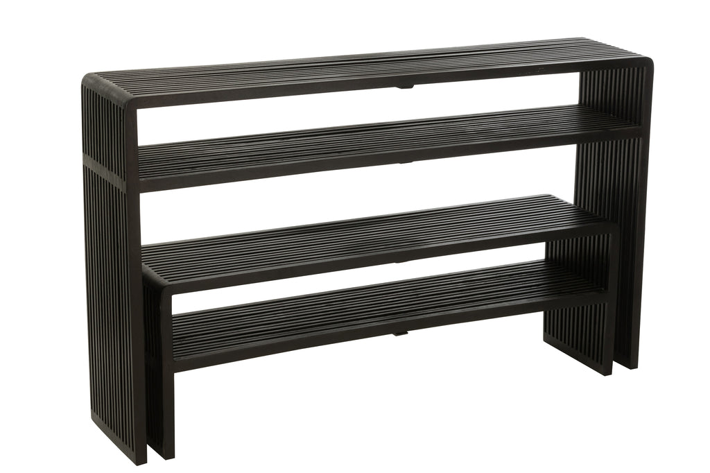 Set de 2 consoles Tabanan avec étagère en teck recyclé noir - J-Line