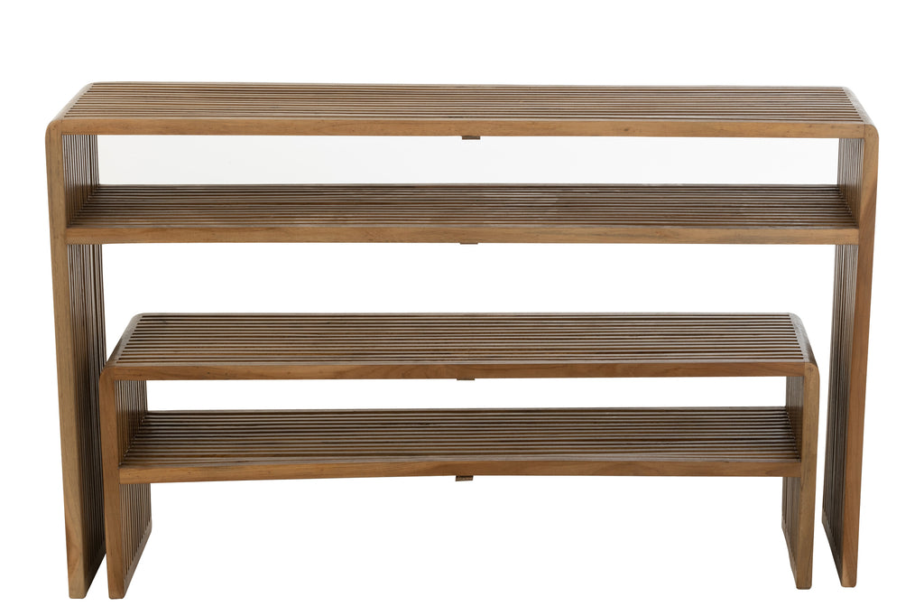 Set de 2 consoles Tabanan avec étagère en teck recyclé - J-Line