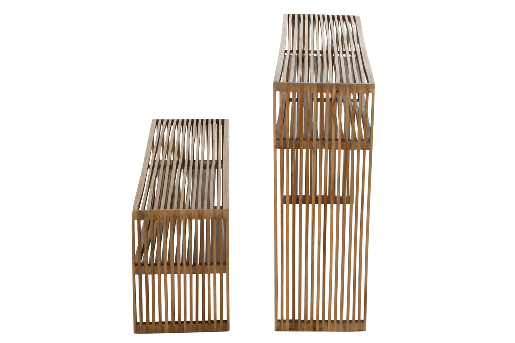 Set de 2 consoles Tabanan avec étagère en teck recyclé - J-Line